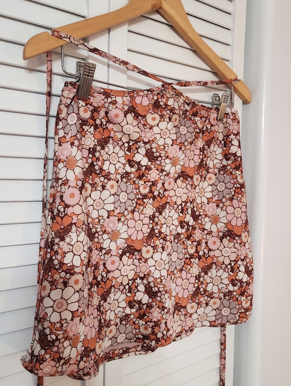 Cotton Candy LA- Pink & Brown Floral A-Line Skirt